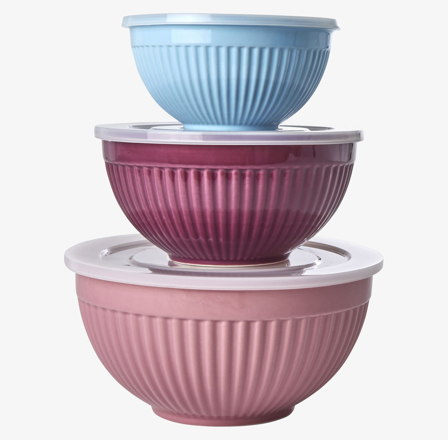 Skålar Keramik 3-Pack - Rosa, Aubergine & Mint från Rice