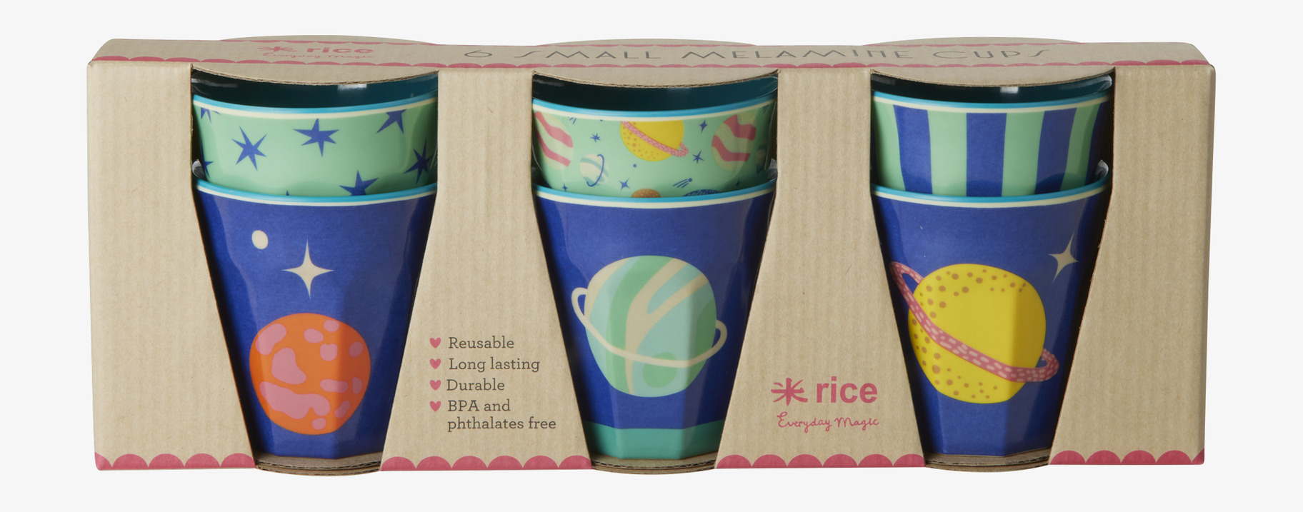 Små Muggar 6-pack - Galaxy Print från Rice i förpackning