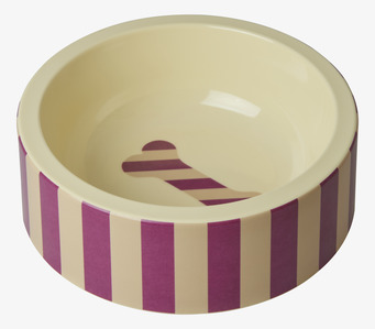 Bild på färgglad hundskål med retroinspirerat mönster