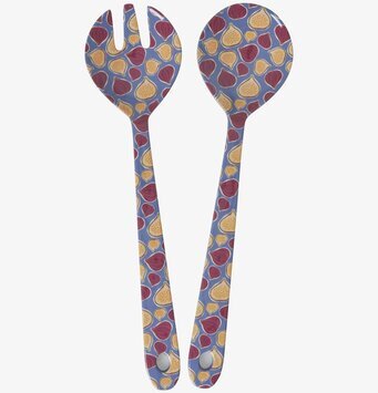 Bild av färgglada salladsbestick med fikonmönster