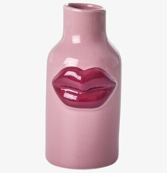 Bild av unik keramikvas med läppformade detaljer
