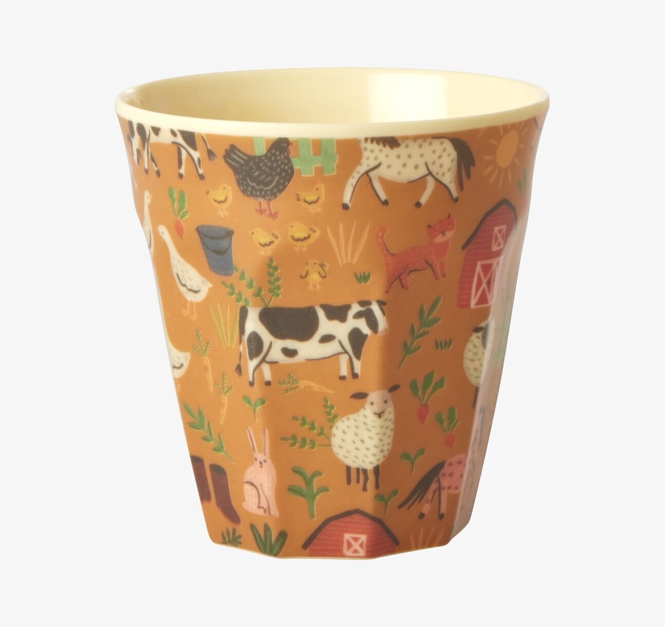 Bild av färgglad barnmugg med bondgårdsmotiv