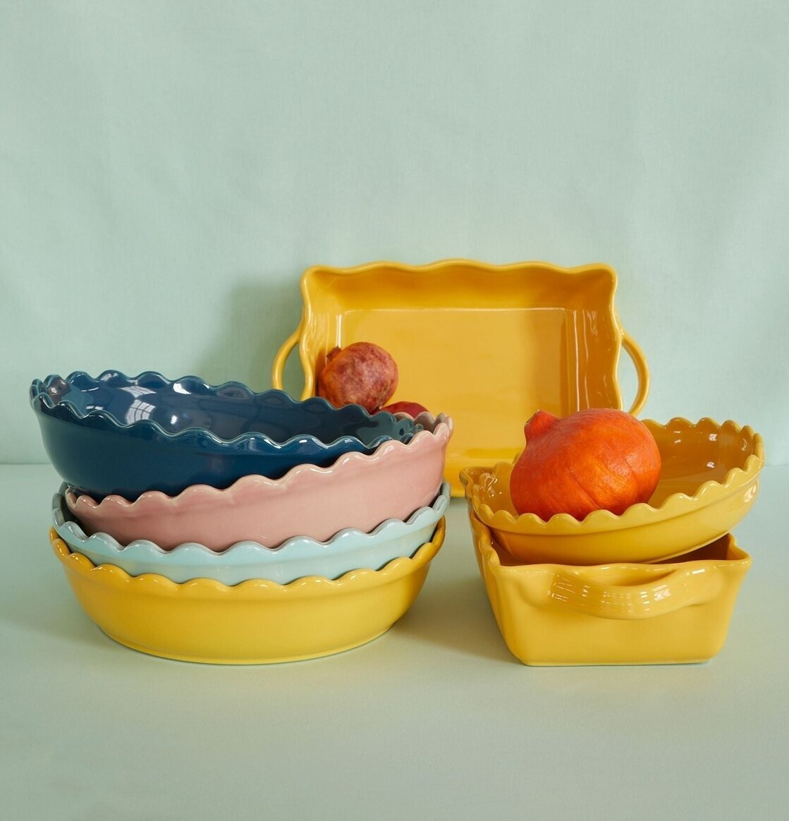 Pajform Small Mint från Rice med vågig kant i keramik