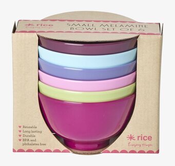 Bild av färgglada melaminskålar i sexpack