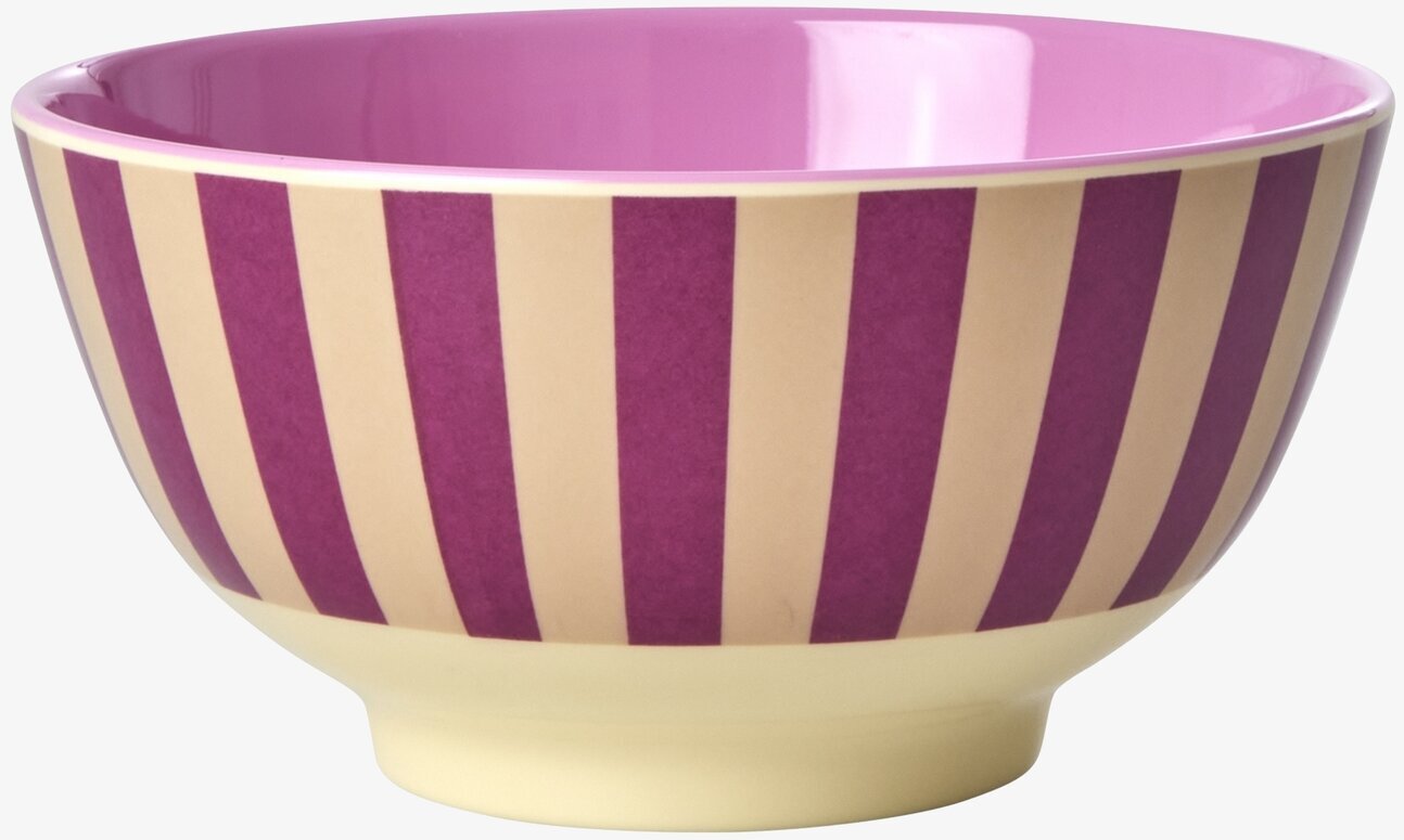 Skål Stripes Print från Rice med ränder och rosa insida