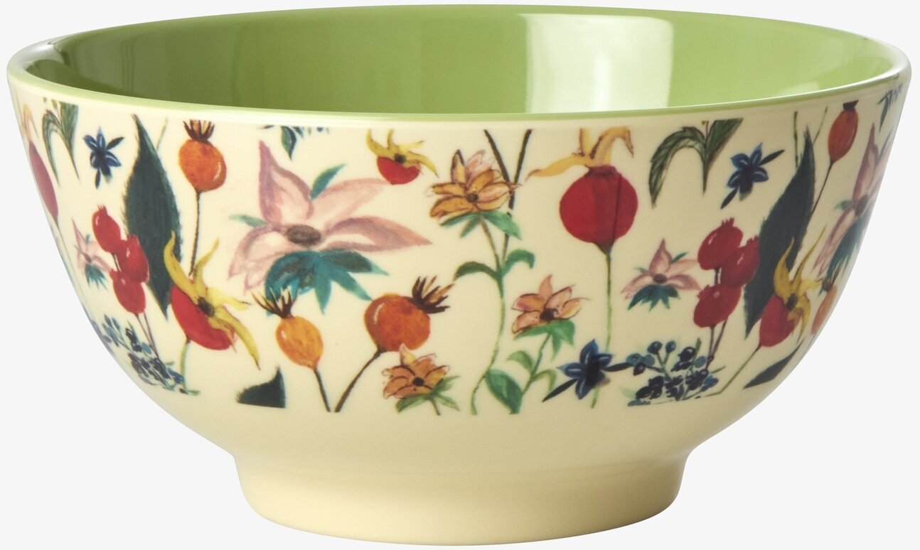Skål Rosebuds Print från Rice med färgglatt blommönster