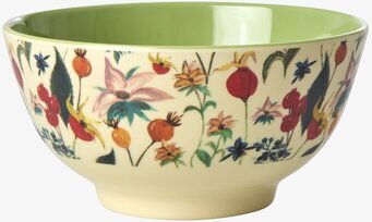 Bild av färgglad skål med blommönster och grön insida