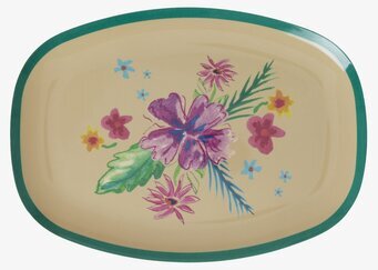 Foto av rektangulär tallrik med blommönster