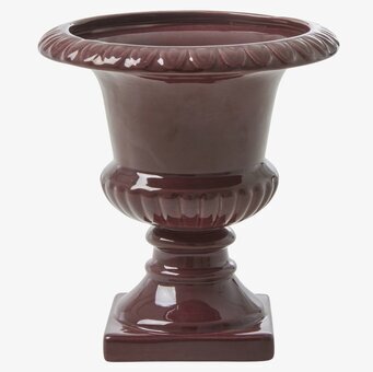 Bild av elegant pokalkruka med djup auberginefärg