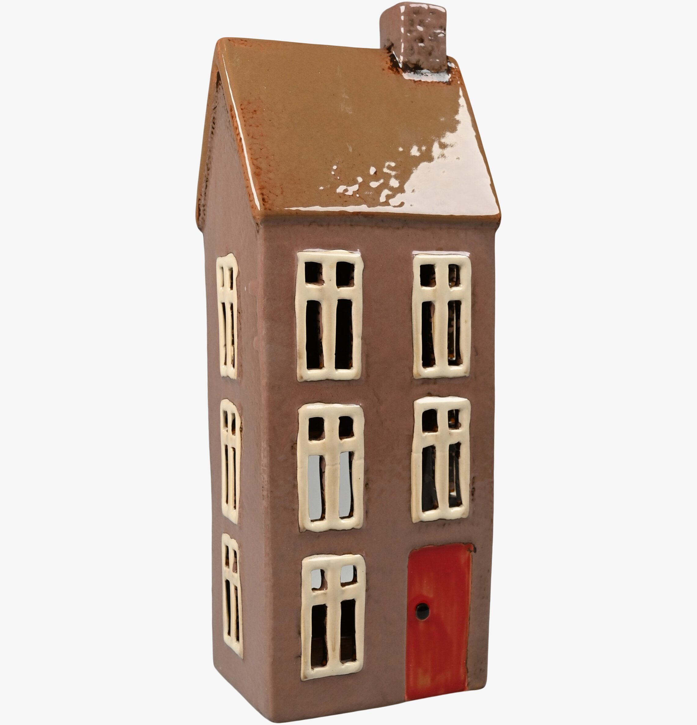 Ljuslykta Hus Lila/Brun Stor från Det Gamle Apotek