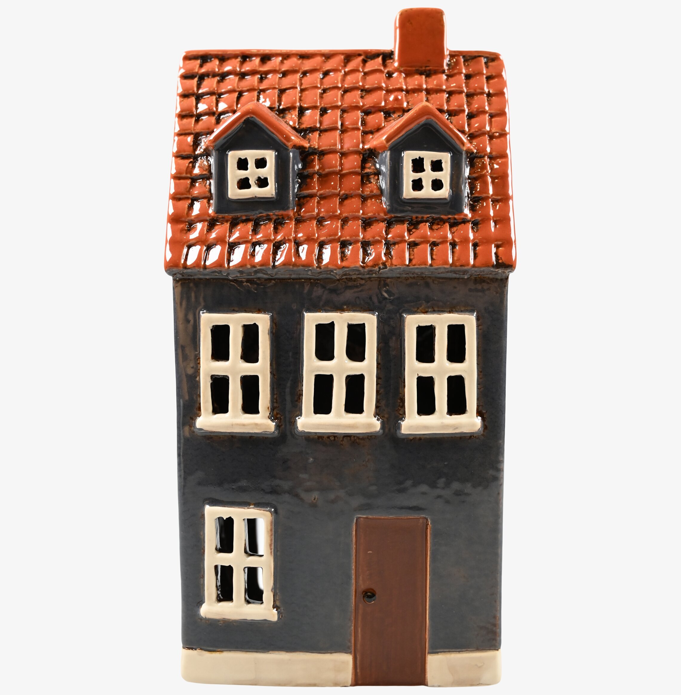 Ljuslykta Hus Blå från Det Gamle Apotek, keramik, dekorativ