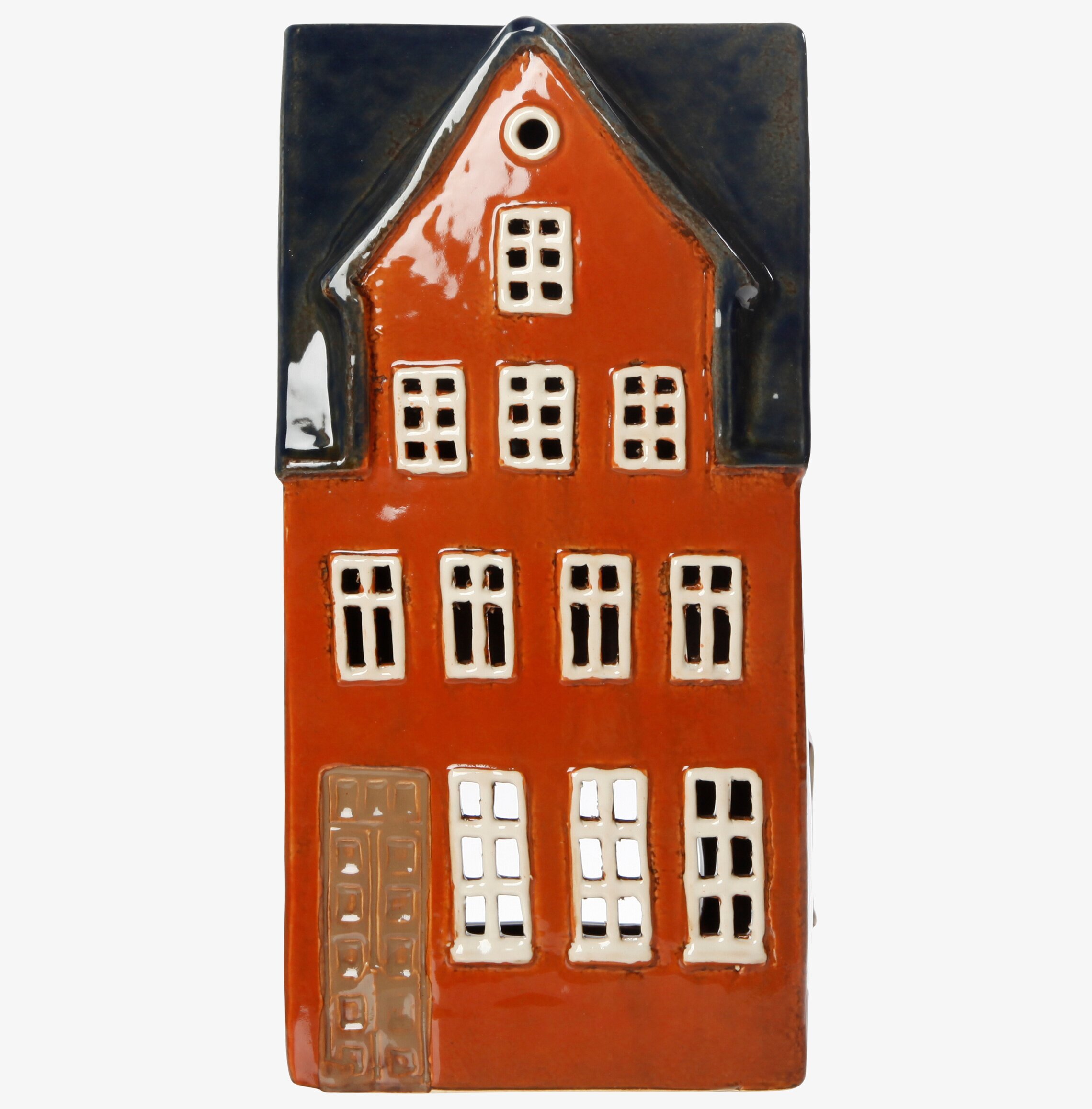 Ljuslykta Hus Brun/Röd Stor från Det Gamle Apotek