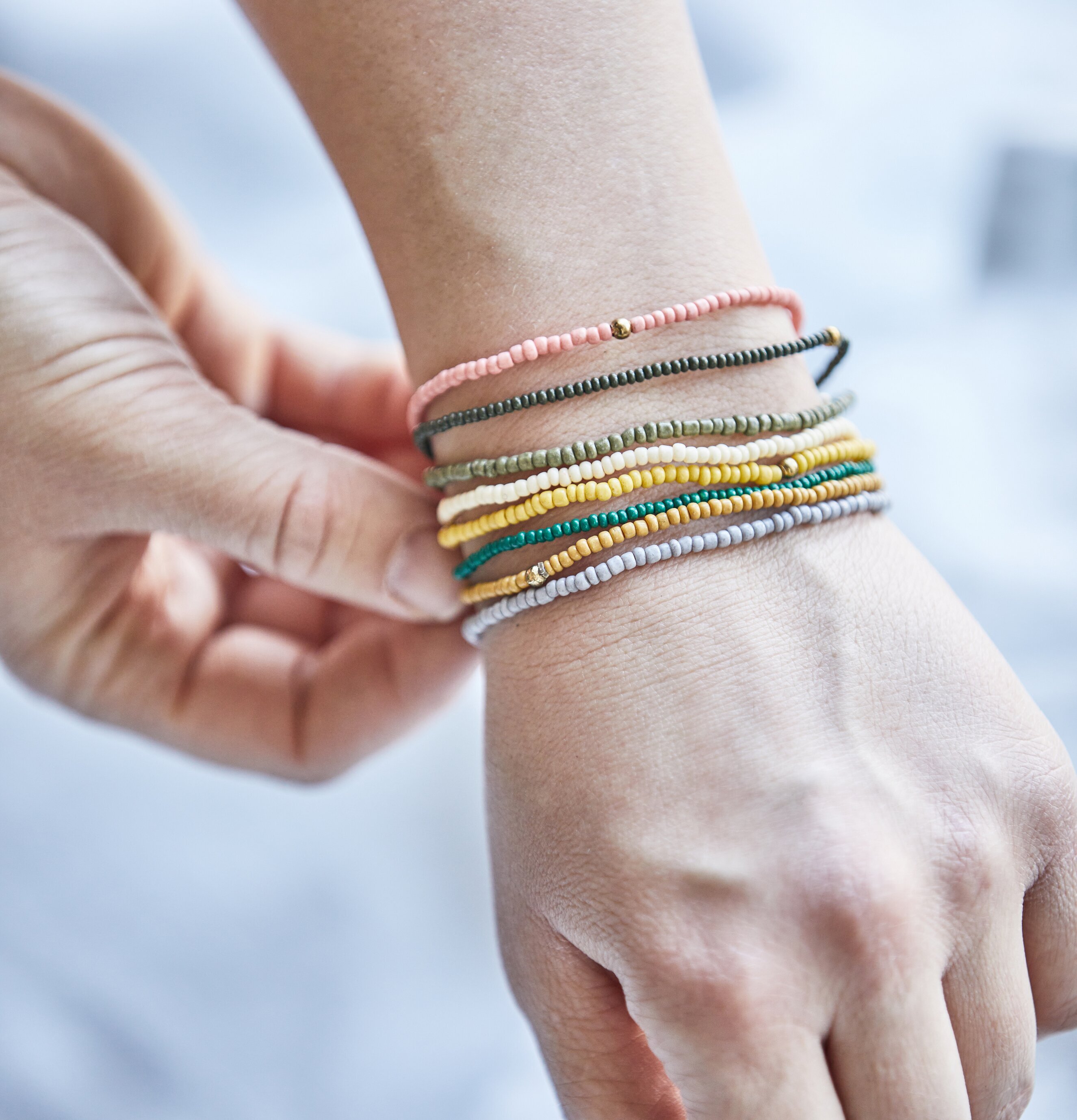 Armband Glaspärlor Set/8 från IB Laursen i olika färger