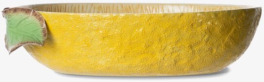 Bild av stor skål i form av en citron med blad