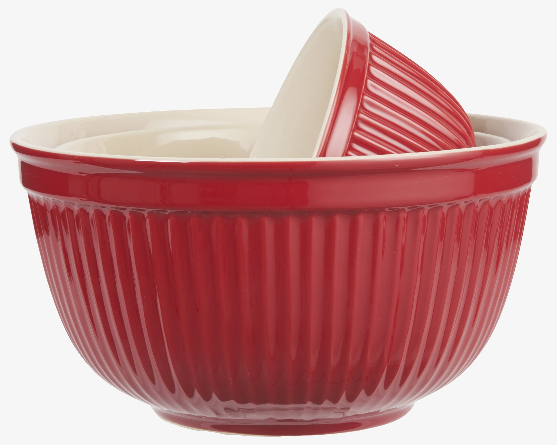 Skålset Mynte Röd från IB Laursen med två staplade skålar