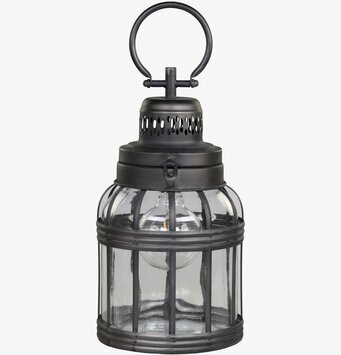 Bild av elegant antiksvart stall-lanterna i glas