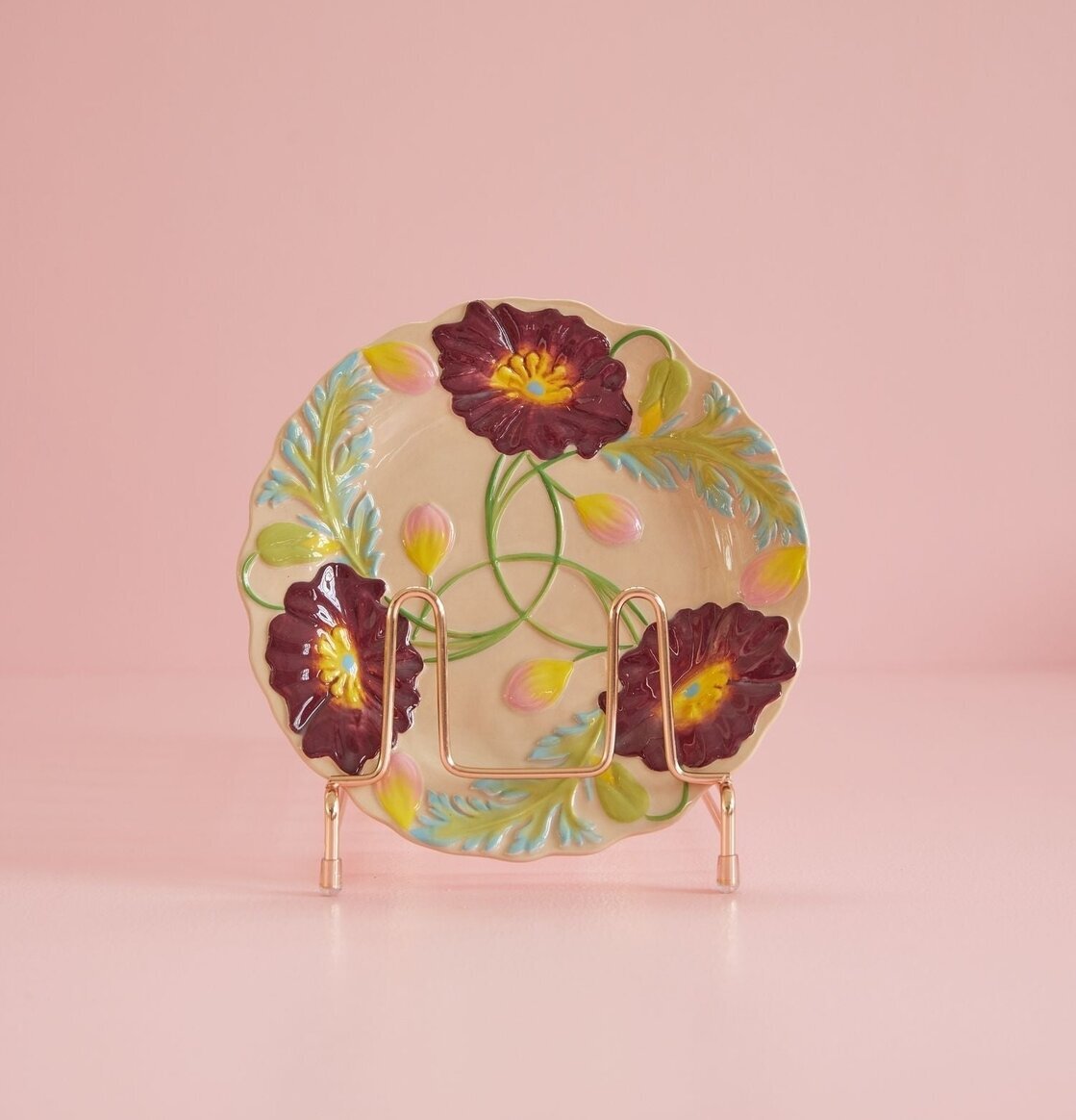 Assiett Keramik - Flower Design Soft Sand från Rice