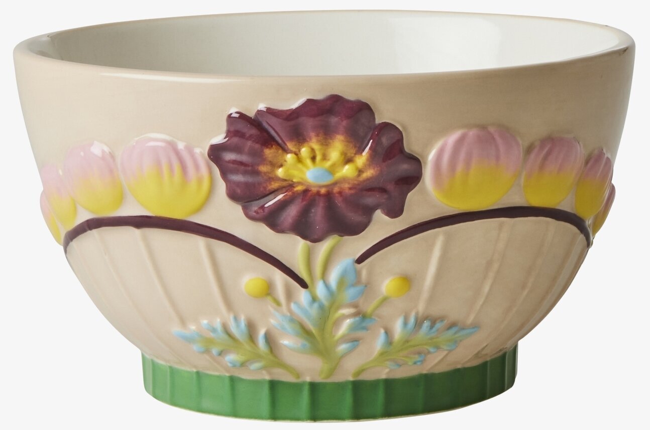 Skål Keramik - Flower Design Soft Sand från Rice i beige