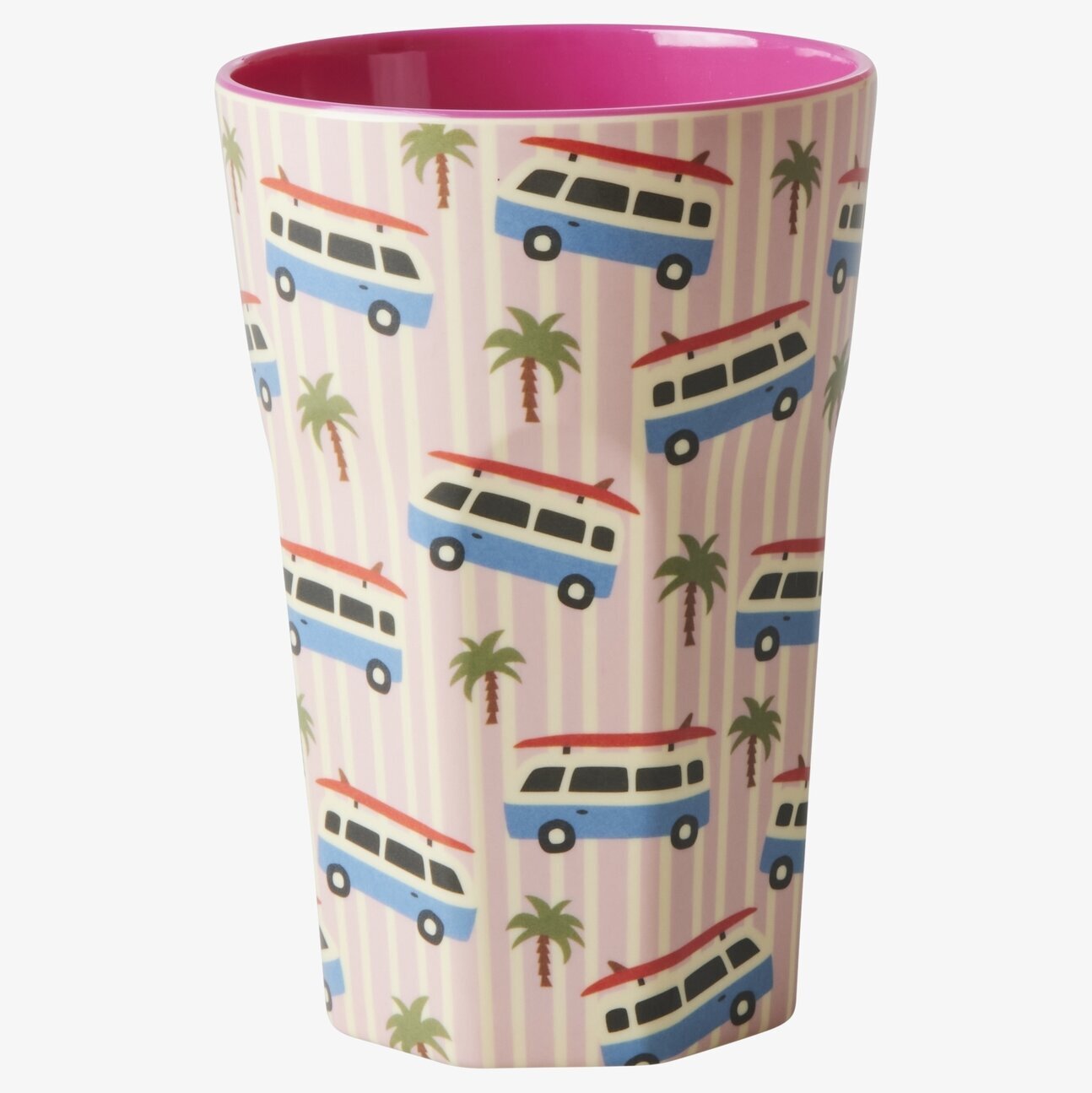 Mugg Latte Pink Cars Print från Rice med retro bilmotiv
