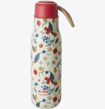 Bild av färgglad termoflaska med vinterblommor