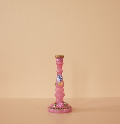 Bild av elegant ljusstake med handmålade blommor