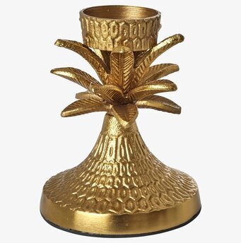 Foto av gyllene palmformad ljusstake med exotisk stil