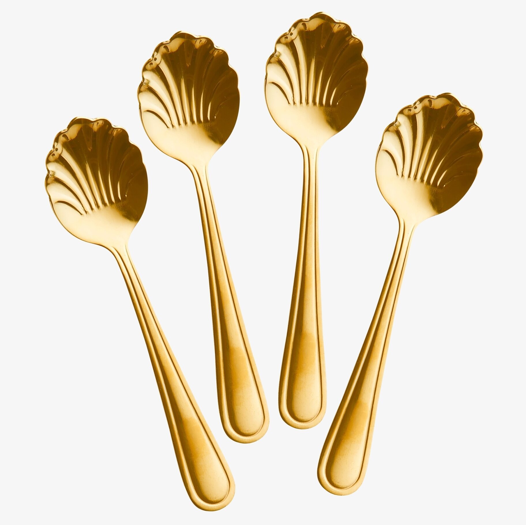 Bild av fyra guldpläterade teskedar med unik design