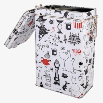 Bild av charmig, funktionell kaffeburk med Muminmotiv