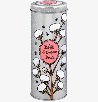 Bild av dekorativ plåtburk för bomullspads i badrummet