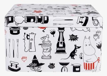 Bild av charmig teburk med Mumindalen-illustrationer