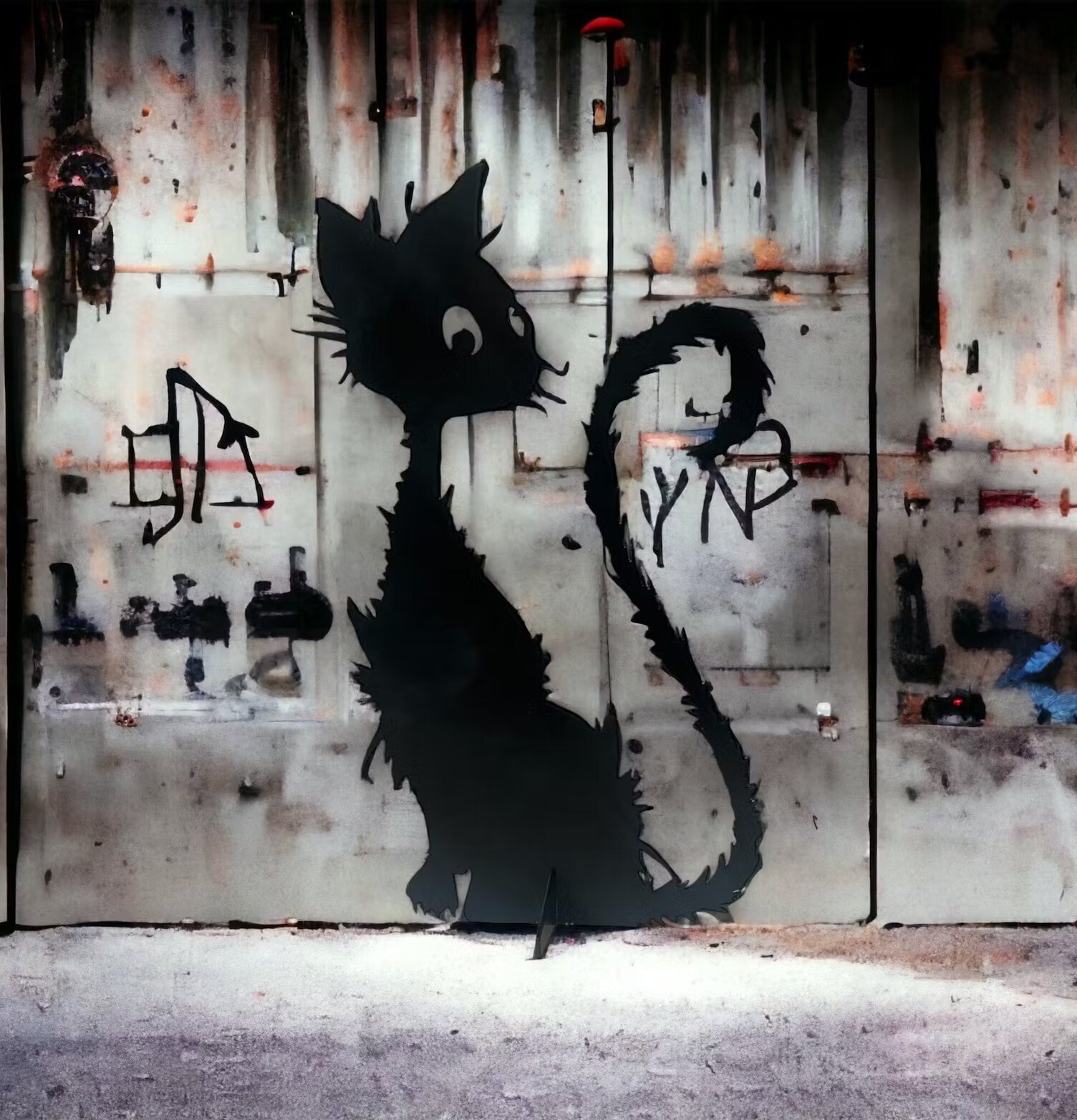 #ÄlskaPlåt Katt Svart från Älskaplåt mot graffiti-vägg