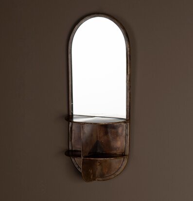 Bild av en unik spegelhylla i metall med förvaring