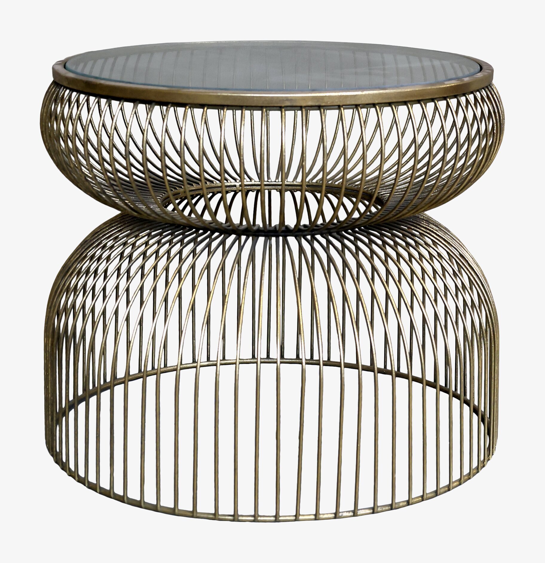 Glasbord/Avlastningsbord Mässing H40/Ø47,5cm från Chic Antique