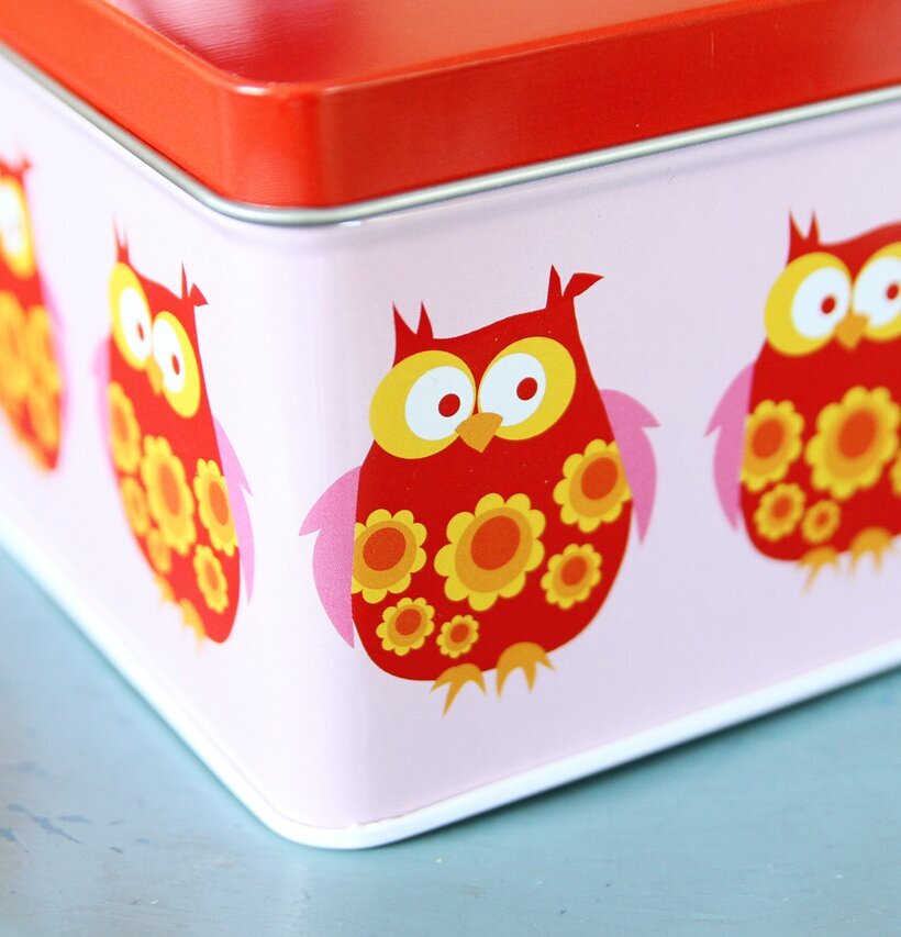 Liten box - Röda ugglor från Blafre med lekfull design