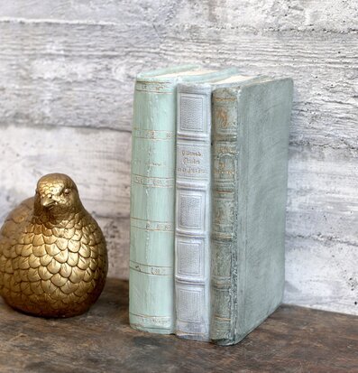 Bild av dekorativa böcker och fågel i antik stil