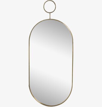 Bild av en liten oval spegel med antik mässingsram