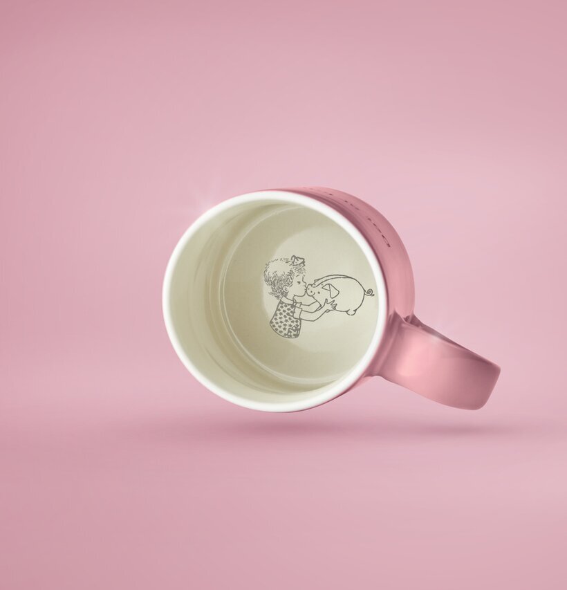 Bild av mugg med Astrid Lindgren-inspirerat motiv