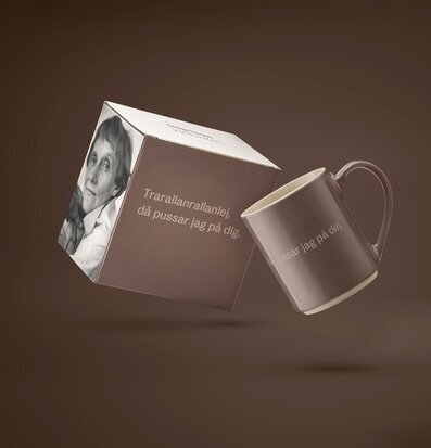 Bild av stilren mugg med Astrid Lindgren-citat