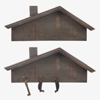 Foto av stilfull mörkbrun hängare i trä med krokar