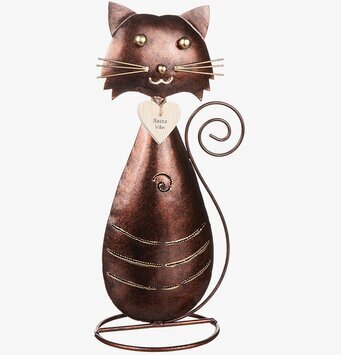 Bild av stiliserad kattdekor med hjärta och spiralmönster