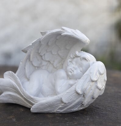 Foto av konstnärlig ängel i detaljrik och fridfull pose