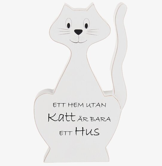 Stående Katt Med Text från Different Design, vit träfigur
