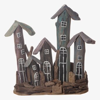 Bild av rustika dekorationshus i drivved