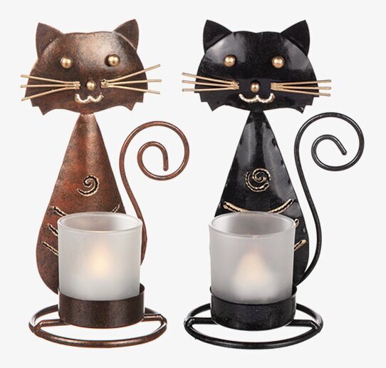 Ljuslykta Katt Hamrad Plåt från Different Design i brons