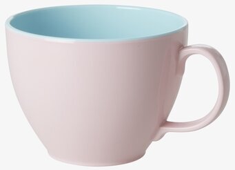 Bild av jumbomugg i melamin med rosa och blå toner