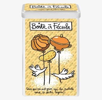 Bild av färgstark plåtburk för majsstärkelse