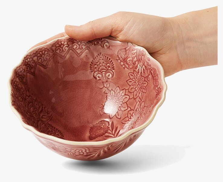 Bild av skål med arabeskdesign i old rose färg