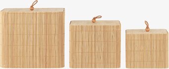 Bild av tre bambuaskar för stilren och praktisk förvaring