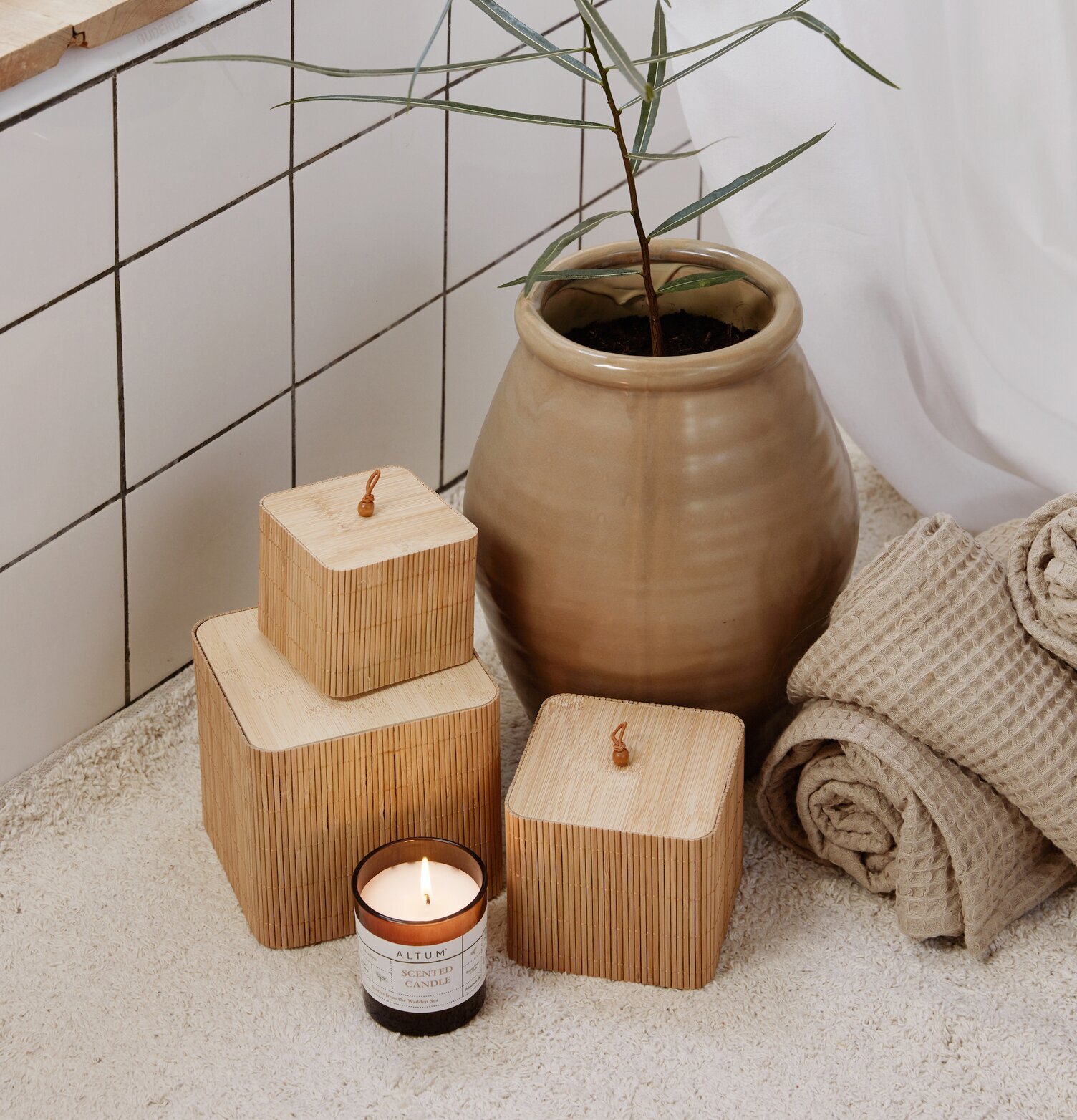 Förvaringsask Bambu Set/3 från IB Laursen i badrum