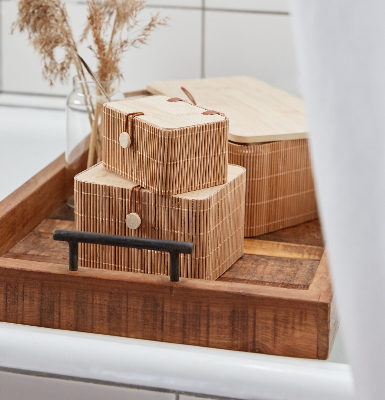 Förvaringslåda Bambu Set/3 Natur från IB Laursen på träbricka